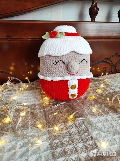 Плюшевые вязаные игрушки Дед Мороз, Бабушка Маруся