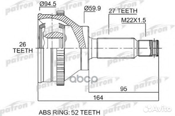 Шрус наружн к-кт hyundai: santa FE 2.0 CRDi/2.0