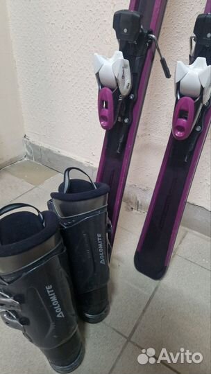 Горные лыжи, комплект с ботинками 41 размер
