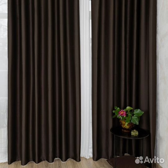 Комплект портьер блэкаут Марсель Шоколад шторы