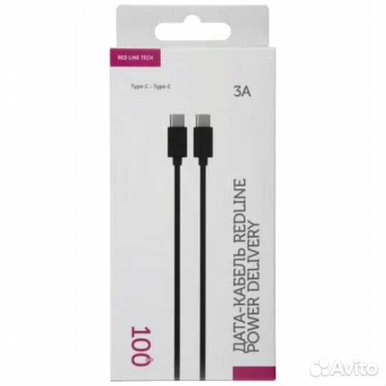 Кабель USB-C(m) -C(m) 1m черный Red Line #363203