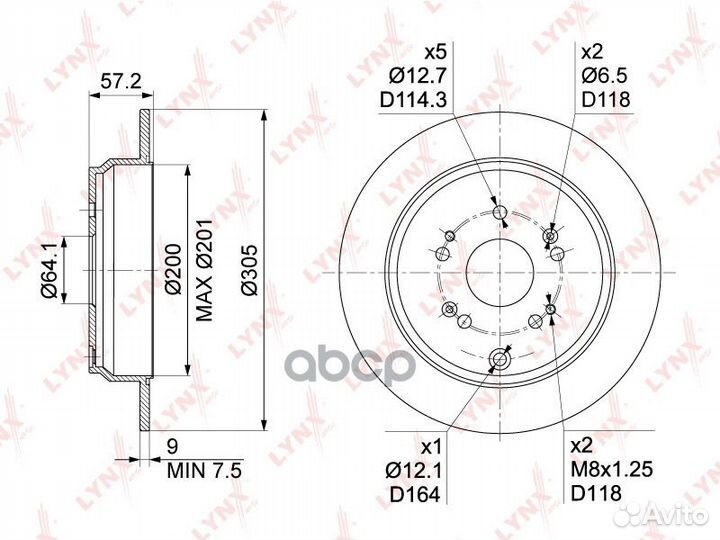 Диск тормозной зад BN1030 lynxauto