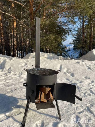 Печь для казана с трубой и дверцей(от 6л до 22л)
