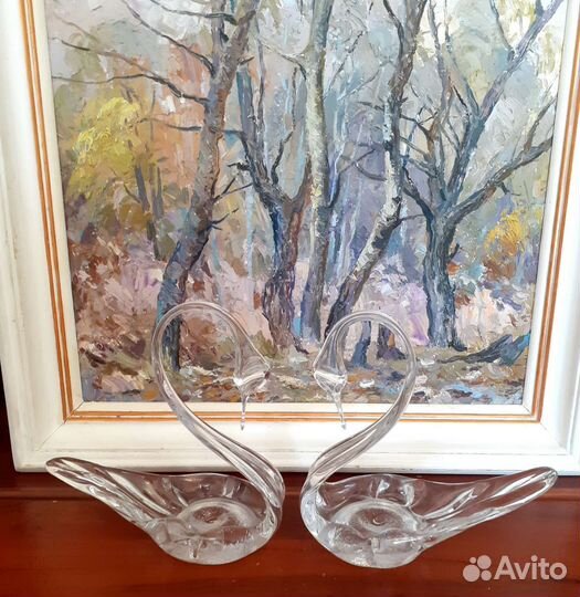 Два хрустальных лебедя высота 17 см