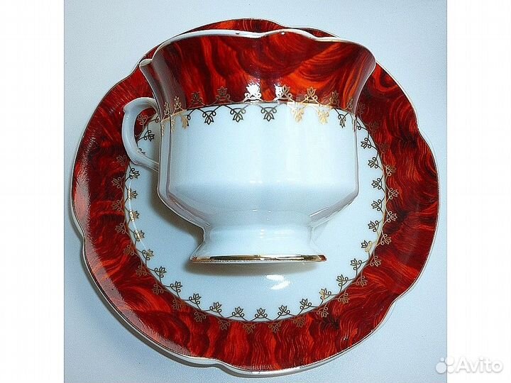 Чайная пара fine porcelain фарфор золочение