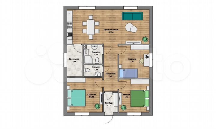 Коттедж 90 м² на участке 6 сот.