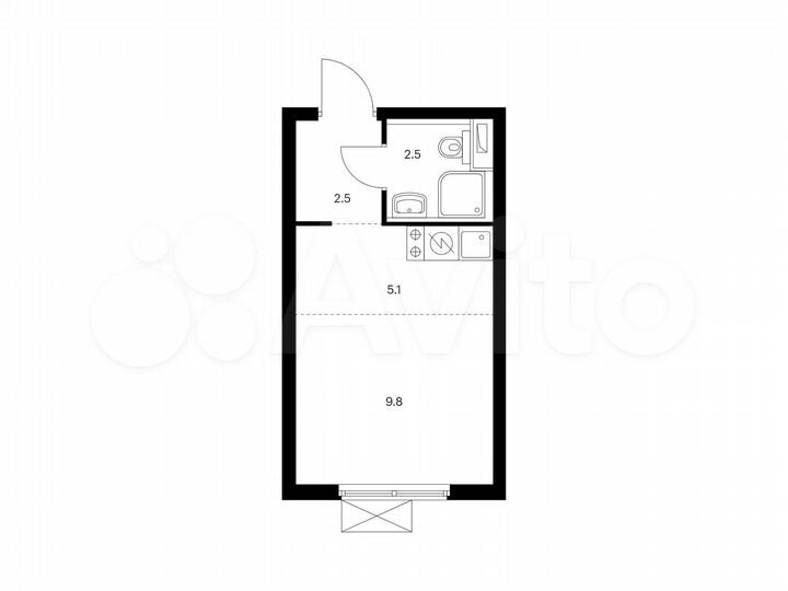 Квартира-студия, 19,9 м², 10/33 эт.