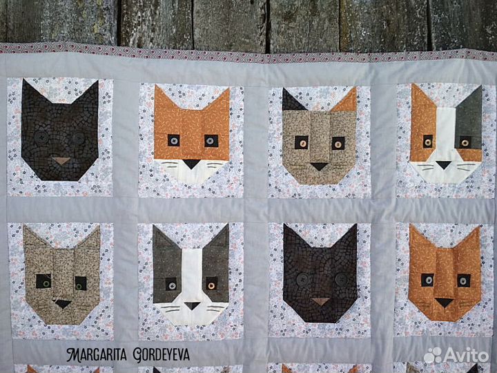 Детское лоскутное одеяло Cats