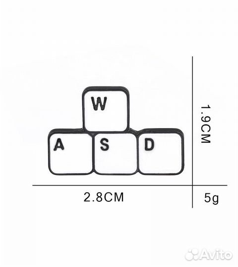 Значок клавиатура awsd металлический