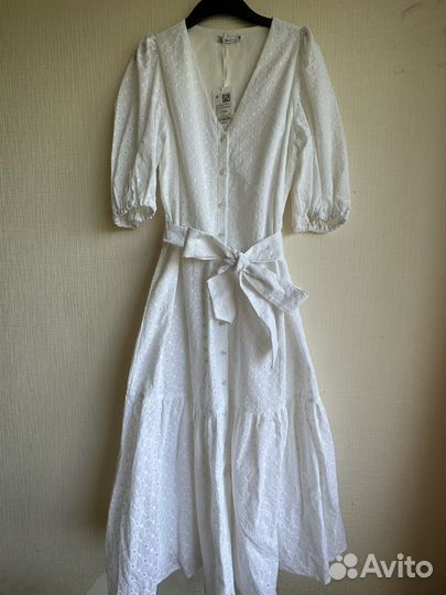 Платье белое хлопок Zarina 48