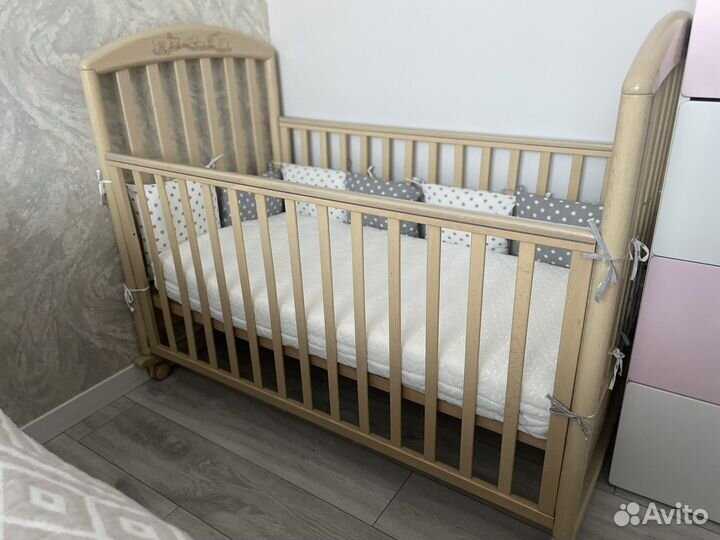 Кроватка pali Zoo с матрасом и бортиками