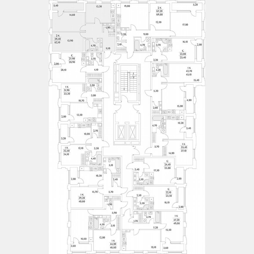 2-к. квартира, 23,6 м², 10/13 эт.
