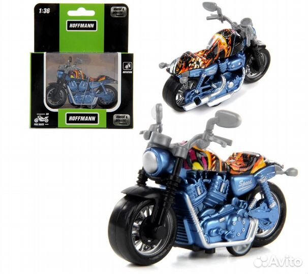 Мотоцикл металлический 1:36 син., 119387