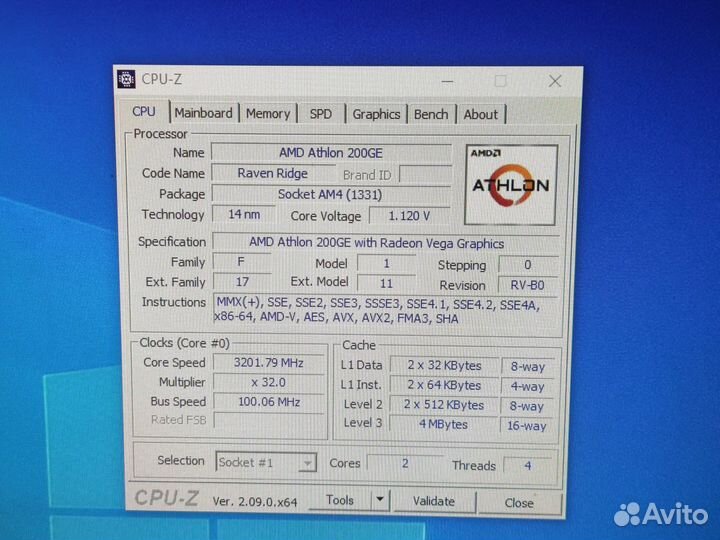 Процессор AMD 200GE сокет AM4