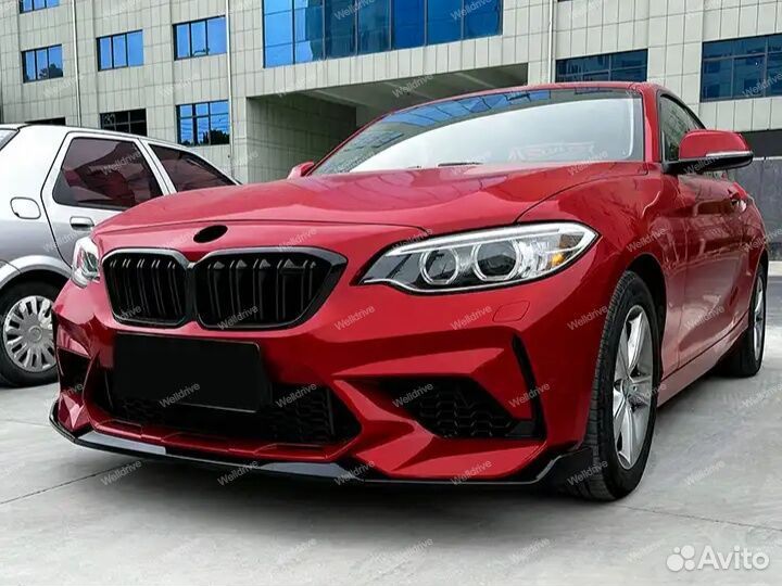 Губа передняя BMW M2 F87 стиль CS черная