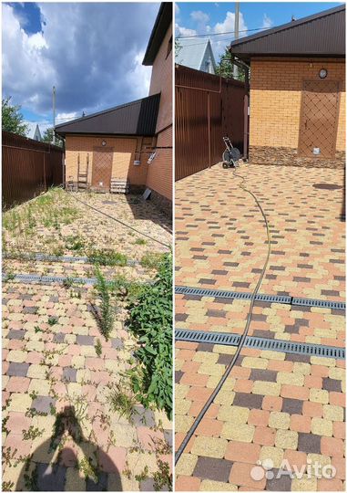 Мойка-чистка, уборка тротуарной плитки