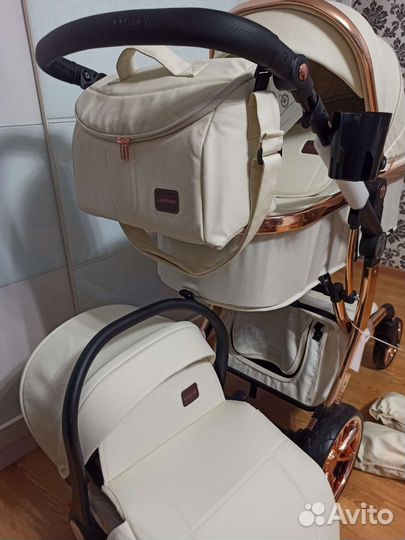 Коляска 3в1 премиум класс эко кожа Luxmom 608