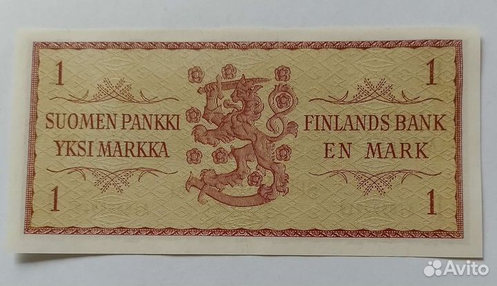 Бона 1 марка 1963 Финляндия UNC