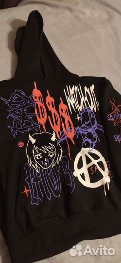 Худи в стиле Y2K S черная New Yorker