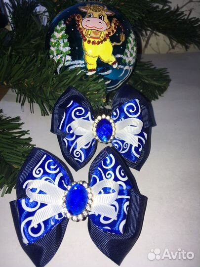 Резинки и бантики для волос к новому году