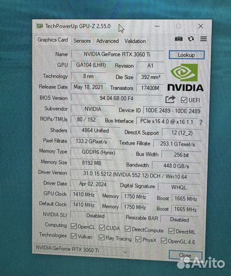 RTX 3060ti-8GB Palit Dual