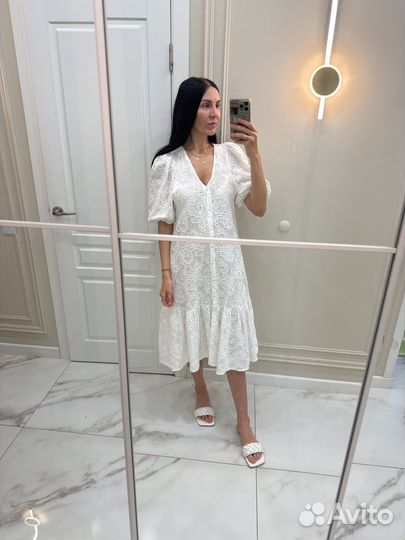 Платье zara белое шитье