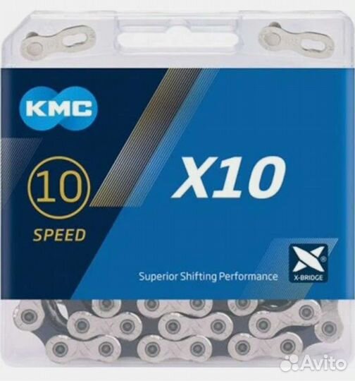 Цепь KMC X10 X10EL X10SL DLC DLC10 Gold Black 10ск