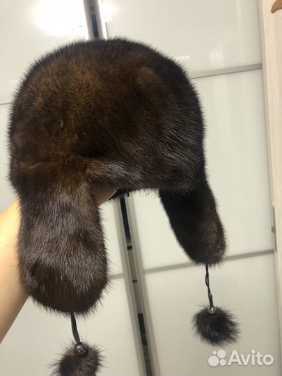 Шапка ушанка норковая женская