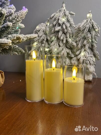 Диодные свечи на батарейках комплект 3штуки