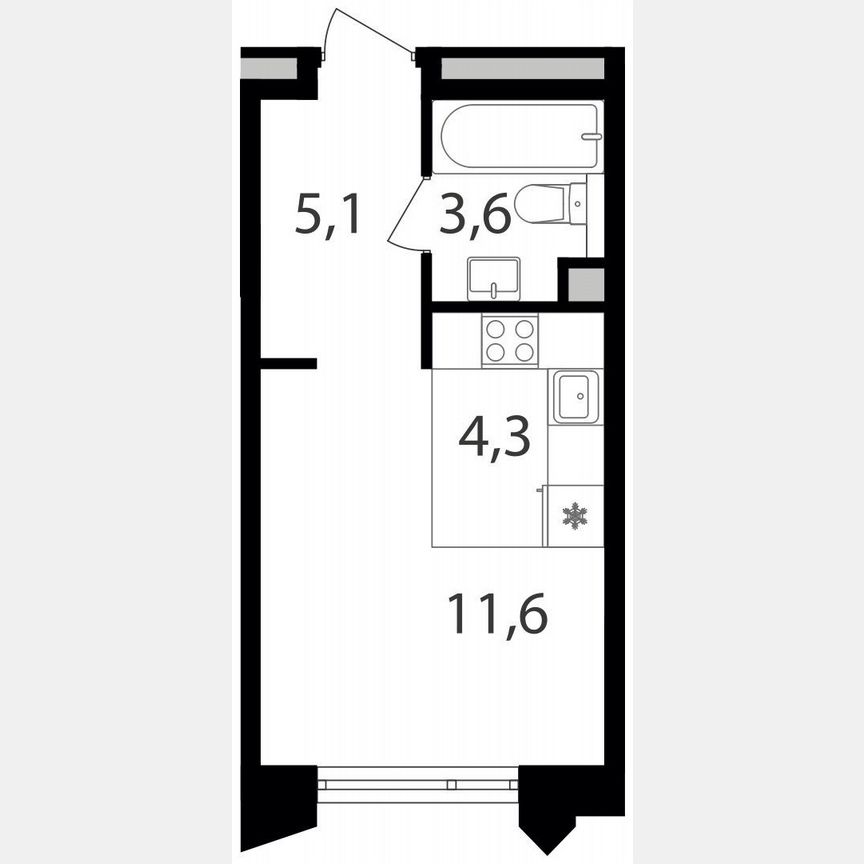 Квартира-студия, 24,6 м², 10/17 эт.