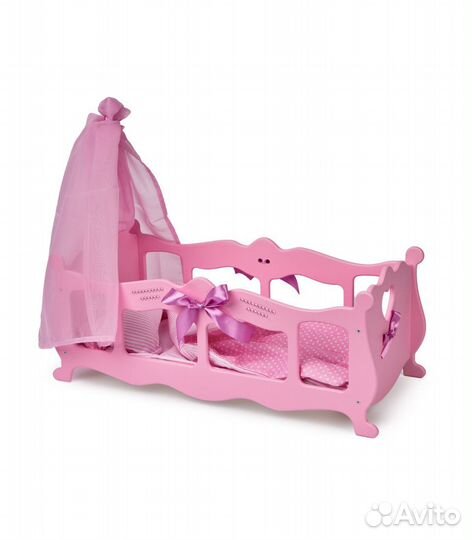 Кроватка колыбелька с постельным бельем, балдахино