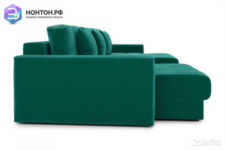Диван угловой тик-так Монарх М2О1 изумрудный