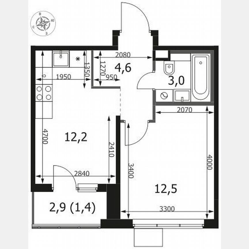 1-к. квартира, 33,7 м², 10/17 эт.