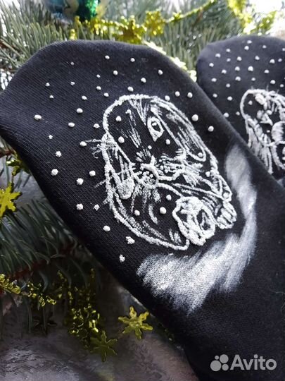 Варежки с ручной росписью