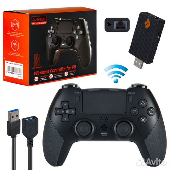 Джойстик PS4 (PS5) беспроводной 2.4G черный