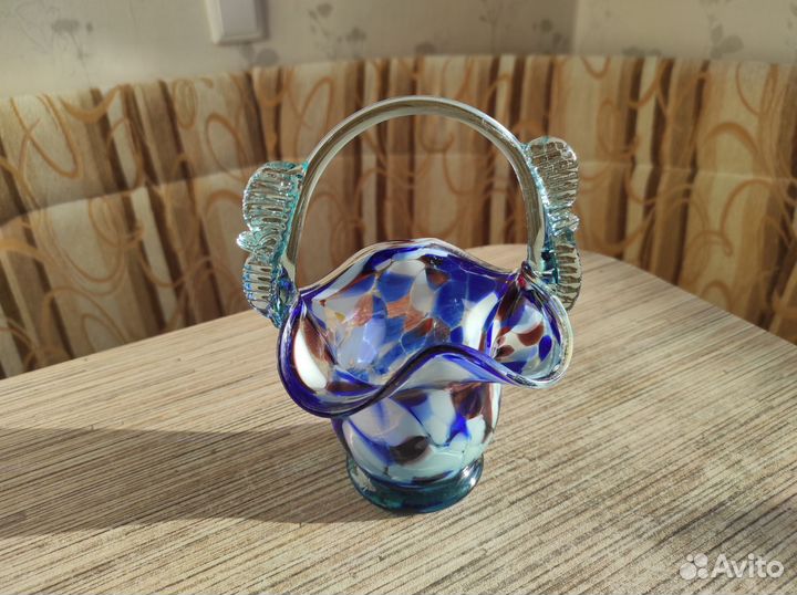 Ваза конфетница цветное стекло СССР