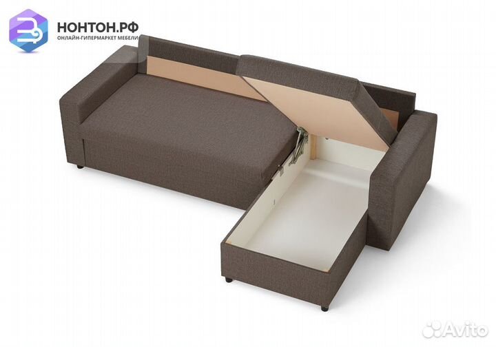 Диван угловой дельфин Торонто светло-коричневый