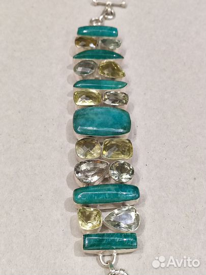 Браслет-мультикамни и амазонитом, новая коллекция