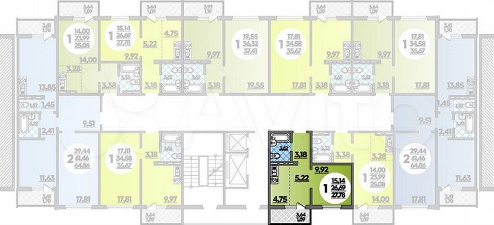 Квартира-студия, 27,8 м², 17/18 эт.