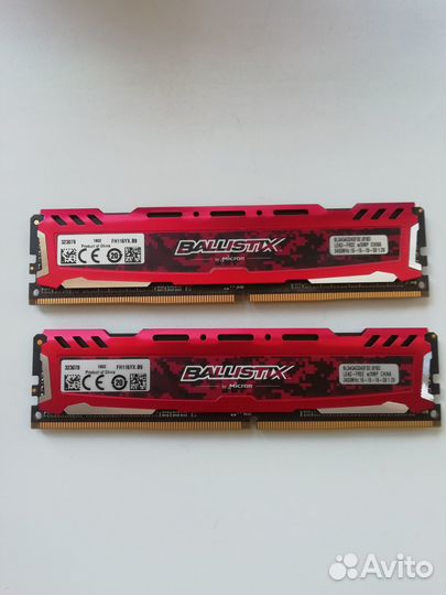 Оперативная память ddr4 8gb (4gbx2) 2400 Ballistix