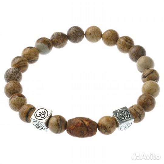 Браслет из Песочной яшмы с бусиной Дзи 3 глаза