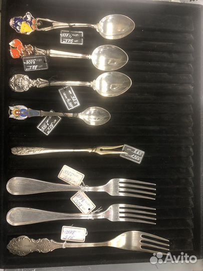 Столовые приборы. Серебро 875 916 пробы