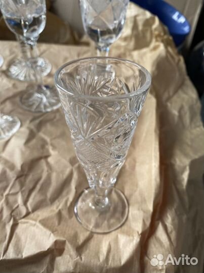 Хрустальные бокалы фужеры рюмки.4 видов