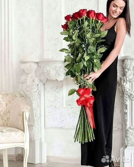 Розы высокие Доставка цветов