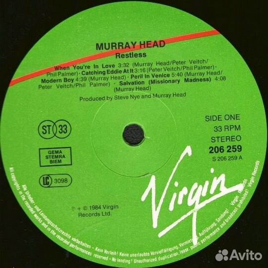Murray Head - Restless 1984 Europe, Lp / EX