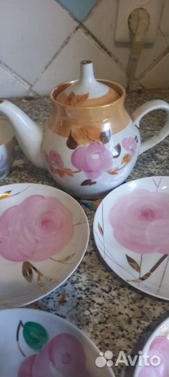 Чайник блюдце чашки молочница дулево пион