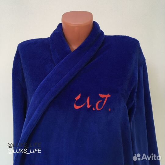 Плюшевый халат с именной вышивкой