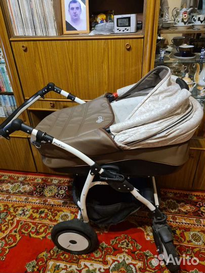 Детские коляски 2 в 1 ткань + эко кожа indigo