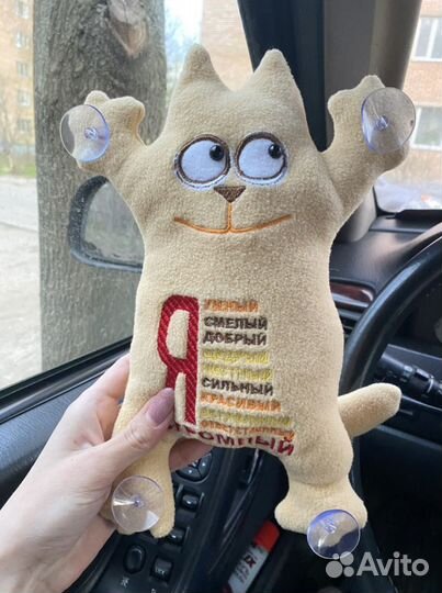 Кот в авто на присосках