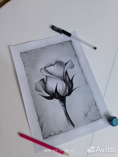 Рисунок А4, карандаш, гелиевая ручка